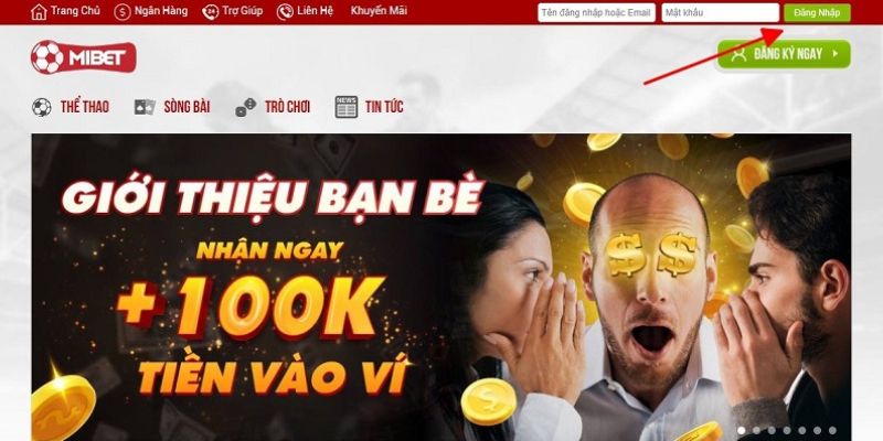 Cách đăng nhập Mibet trên web 